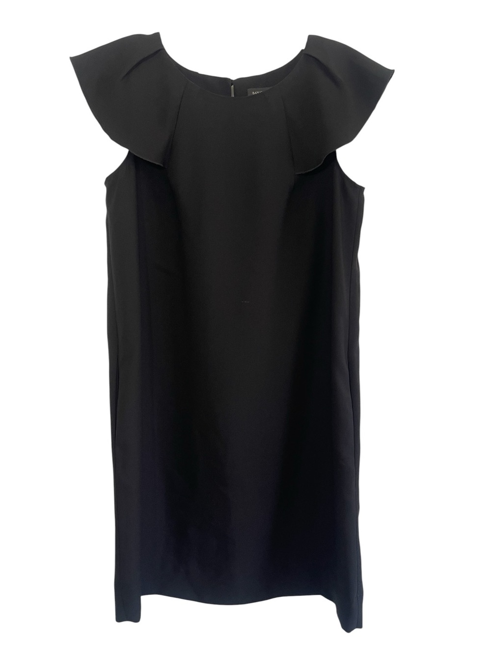 Banana Republic Black Sleeveless Ruffle-Trim Shift Dress